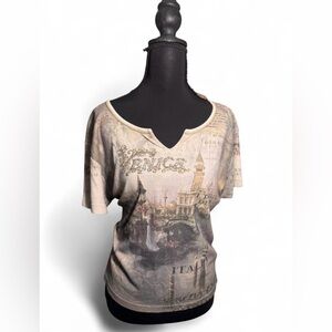 Euro Venice, Italia Graphic Scoop-Neck Short Sleeve
